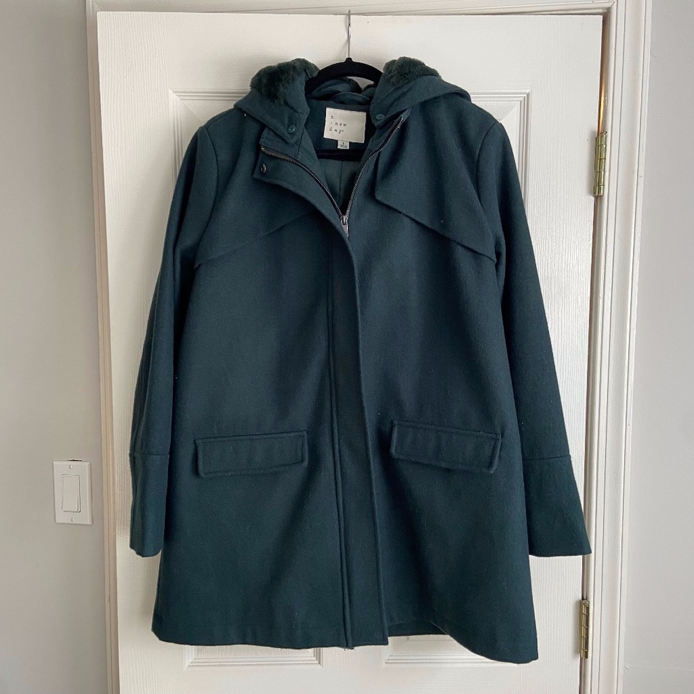 Target A New Day Coat / Faux Fur Hood - L (NWOT)